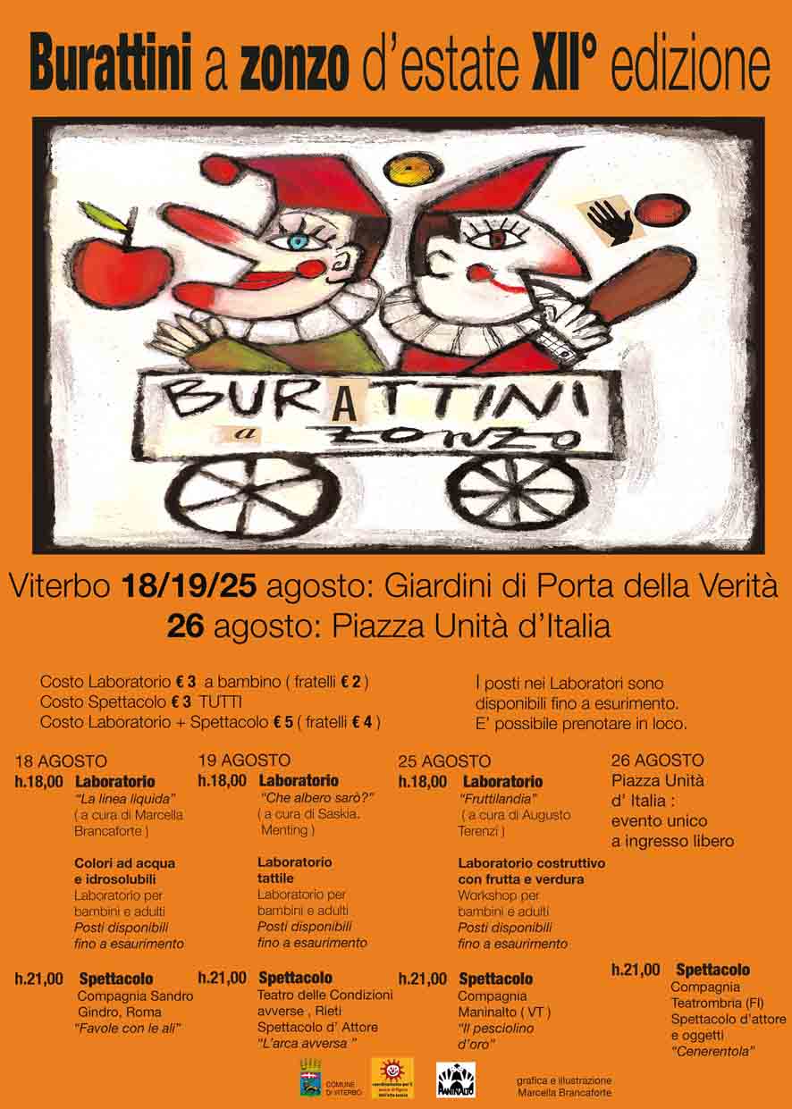 programma cartellone burattini a zonzo d'estate 2012 XII edizione rassegna teatro figura 